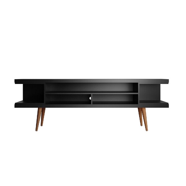 Manhattan Comfort Utopia 70.47" TV Stand with Splayed Wooden Legs and 4 Shelves in Black 19753 - main